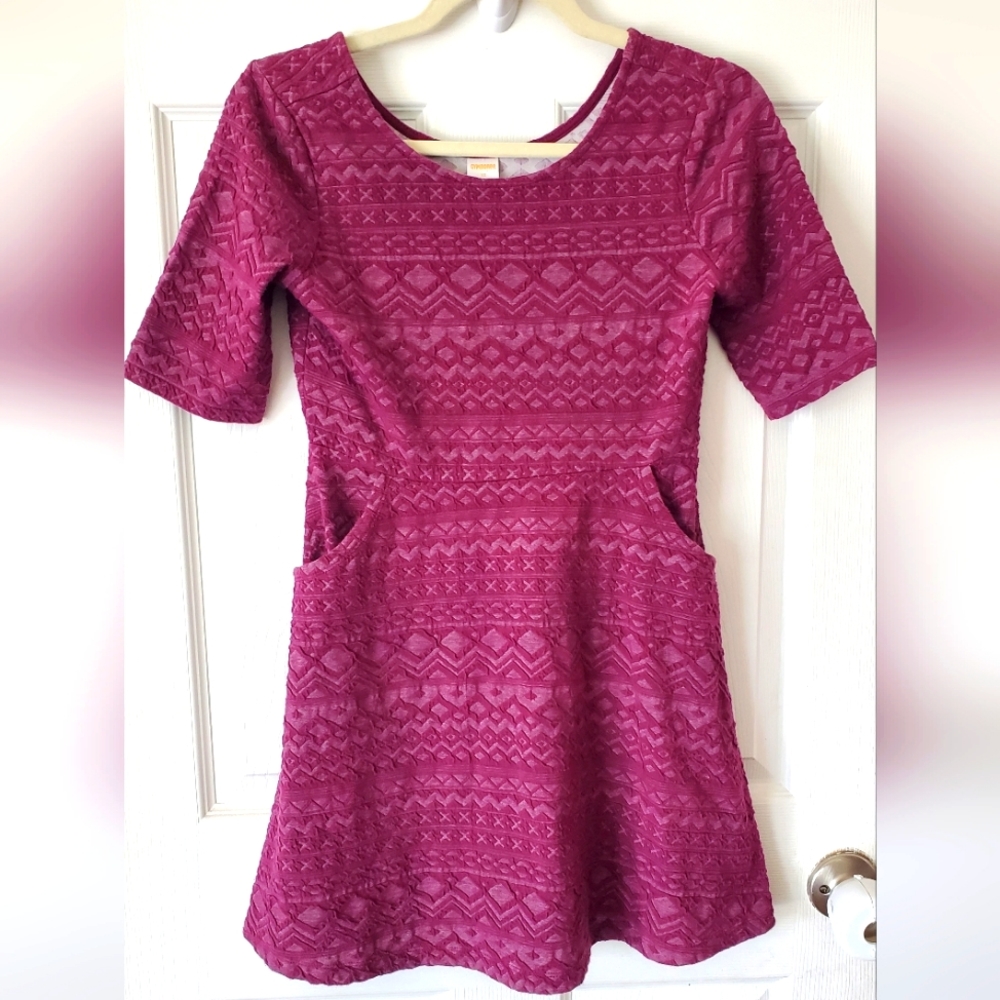 Gymboree Ready Jet Go Girls Mulberry Purple Textured Dress With Pockets Size 12